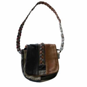Genuine Leather Patchwork Purse Woven Straps Unique Art To Wear Bohemian
